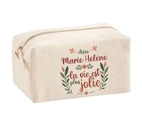 Planetee Trousse Multifonction Marie-Hélène la Vie est Plus Jolie - Pochette Maquillage Make-up Trousse pour Fournitures Bureau Cadeau Fête des Mères Anniversaire Soeur Noël Tata Marraine