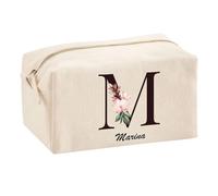 Planetee Trousse Multifonction Marina Lettre Fleur | Trousse Scolaire Maquillage Idée Cadeau Collègue Noël Anniversaire | Trousse pour Fournitures Scolaires et de Bureau