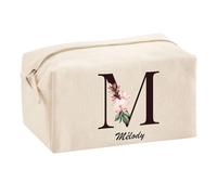 Planetee Trousse Multifonction Mélody Lettre Fleur | Trousse Scolaire Maquillage Idée Cadeau Collègue Noël Anniversaire | Trousse pour Fournitures Scolaires et de Bureau