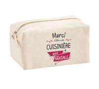 Planetee Trousse Multifonction Merci Cuisinière Géniale | Trousse Scolaire Maquillage Idée Cadeau Collègue Noël Anniversaire | Trousse pour Fournitures Scolaires et de Bureau
