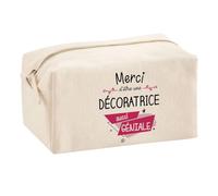 Planetee Trousse Multifonction Merci Décoratrice Géniale | Trousse Scolaire Fournitures Bureau Maquillage Idée Cadeau Collègue Noël Anniversaire
