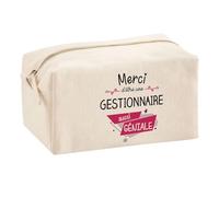 Planetee Trousse Multifonction Merci Gestionnaire Géniale | Trousse Scolaire Maquillage Idée Cadeau Collègue Noël Anniversaire | Trousse pour Fournitures Scolaires et de Bureau