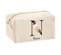 Planetee Trousse Multifonction Naomi Lettre Fleur | Trousse Scolaire Maquillage Idée Cadeau Collègue Noël Anniversaire | Trousse pour Fournitures Scolaires et de Bureau