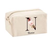 Planetee Trousse Multifonction Nesrine Lettre Fleur | Trousse Scolaire Maquillage Idée Cadeau Collègue Noël Anniversaire | Trousse pour Fournitures Scolaires et de Bureau