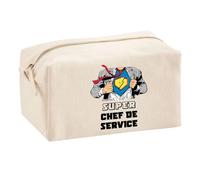 Planetee Trousse Multifonction Super Chef de Service | Trousse Scolaire Maquillage Idée Cadeau Collègue Noël Anniversaire | pour Fournitures Scolaires et de Bureau