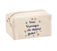 Planetee Trousse Multifonction Véronique Elle Assure Grave - Pochette Maquillage Make-up Trousse pour Fournitures Bureau Cadeau Fête des Mères Anniversaire Soeur Noël Tata Marraine