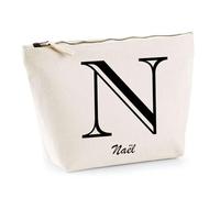 Planetee Trousse Naël Lettre Chic - Pochette Toilette Maquillage - Idée Cadeau Prénom pour Cuisinier Barbecue Jardinage Oncle Parrain Beau Papa Collègue Départ Retraite Noël