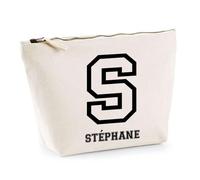 Planetee Trousse Stéphane Lettre Sport - Pochette Toilette Maquillage - Idée Cadeau Prénom Style Basket Université Anniversaire Oncle Parrain Beau Papa Collègue Départ Retraite Noël