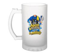 Planetee Verre à Bière Agent Entretien C'est juste le Meilleur Métier | Chope Givrée en Verre Trempé 470 ml à Anse Recto Verso | Apéro Bar Bistrot Match | Cadeau Homme Anniversaire Fête des Pères