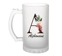 Planetee Verre à Bière Alphonsine | Chope Givrée en Verre Trempé 470 ml à Anse Recto Verso | Apéro Bar Bistrot Match | Cadeau Homme Anniversaire Fête des Pères