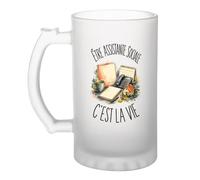 Planetee Verre à Bière Être Assistante Sociale C'est La Vie | Chope Givrée à Anse Verre Trempé | Idée Cadeau Homme Femme Anniversaire Noël Fête des Pères | Imprimé en Bretagne
