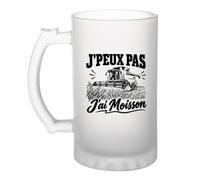 Planetee Verre à Bière J’peux pas j’ai Moisson | Chope Givrée en Verre Trempé 470 ml à Anse Recto Verso | Apéro Bar Bistrot Match | Cadeau Agriculteur Agricultrice Homme Anniversaire Fête des Pères