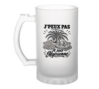 Planetee Verre à Bière J’peux pas je suis Algérienne | Chope Givrée en Verre Trempé 470 ml à Anse Recto Verso | Apéro Bar Bistrot Match | Cadeau Homme Anniversaire Fête des Pères