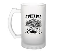 Planetee Verre à Bière J’peux pas je suis Catalan | Chope Givrée en Verre Trempé 470 ml à Anse Recto Verso | Apéro Bar Bistrot Match | Cadeau Homme Anniversaire Fête des Pères