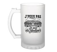 Planetee Verre à Bière J’peux pas je suis des Yvelines | Chope Givrée en Verre Trempé 470 ml à Anse Recto Verso | Apéro Bar Bistrot Match | Cadeau Homme Anniversaire Fête des Pères
