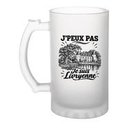 Planetee Verre à Bière J’peux pas je suis Livryenne | Chope Givrée en Verre Trempé 470 ml à Anse Recto Verso | Apéro Bar Bistrot Match | Cadeau Homme Anniversaire Fête des Pères