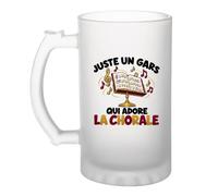 Planetee Verre à Bière Juste un gars qui adore la chorale | Chope Givrée en Verre Trempé 470 ml à Anse Recto Verso | Apéro Bar Bistrot Match | Cadeau Choriste Homme Anniversaire Fête des Pères