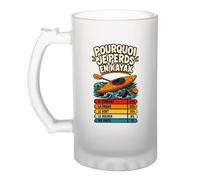 Planetee Verre à Bière Kayak Pourquoi je perds | Chope Givrée en Verre Trempé 470 ml à Anse Recto Verso | Apéro Bar Bistrot Match | Cadeau Homme Anniversaire Fête des Pères