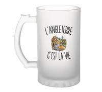 Planetee Verre à Bière L’Angleterre c’est la vie | Chope Givrée en Verre Trempé 470 ml à Anse Recto Verso | Apéro Bar Bistrot Match | Cadeau Anglais Anglaise Homme Anniversaire Fête des Pères