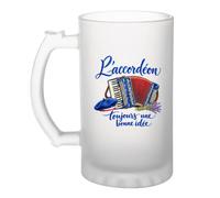 Planetee Verre à Bière L'accordéon, toujours une bonne idée | Chope Givrée en Verre Trempé 470 ml à Anse Recto Verso | Apéro Bar Bistrot Match | Cadeau Accordéoniste Homme Anniversaire Fête des Pères