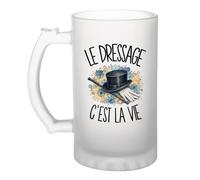 Planetee Verre à Bière Le dressage c'est la vie | Chope Givrée en Verre Trempé 470 ml à Anse Recto Verso | Apéro Bar Bistrot Match | Cadeau Cavalier Cavalière Homme Anniversaire Fête des Pères