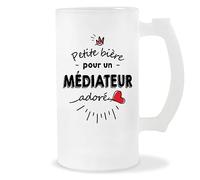 Planetee Verre à bière Médiateur adoré | Chope de Bière Pinte Idée Cadeau Humour Collègue famille Homme Anniversaire Noël