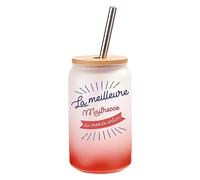 Planetee Verre Cocktail Maitresse Meilleure du Monde Entier | Idée Cadeau Verre à Eau avec Paille