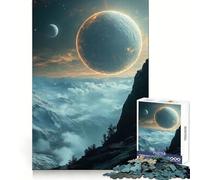 Planètes au-Dessus d'un Paysage de Montagnes brumeuses Puzzle de 1000 pièces pour Adultes Stimulation de la mémoire, réduction du Stress, Assemblage Facile Idée Cadeau de Noël (50x75cm)