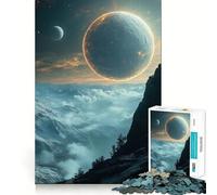 Planètes au-Dessus d'un Paysage de Montagnes brumeuses Puzzle de 1000 pièces pour Adultes Stimulation de la mémoire, réduction du Stress, Assemblage Facile Idée Cadeau de Noël (50x75cm)