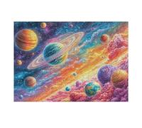 Planètes de la Galaxie dans l'espace 300 Pieces Casse-tête Personne Âgée en Carton Épais Haute Densité Facile Débutant Thérapie Occupationnelle Anti-Stress Petit Prix 300 PCS