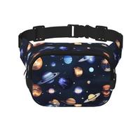 Planètes étoiles et Voie lactée Imprimé galaxie Sac banane double couche Sac banane tendance pour homme et femme Noir Taille unique, Noir, One Size