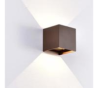 planetitaly Applique cube d'extérieur IP65 20 W LED 2000 lumens gris blanc lumière réglable (blanc chaud, Corten)