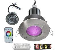 Planetitaly Kit de 3 spots chromothérapie LED RGB 9 W encastré salle de bain douche centrale WiFi lumière colorée avec commande vocale télécommande 24 V IP65