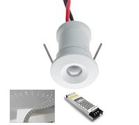 Planetitaly Kit de 9 mini spot IP65 LED 1 W rendement 12 W encastré point lumière cabine de douche ciel étoilé marquages avec alimentation (3000 K, blanc)