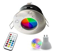 Planetitaly Spot encastrable chromothérapie IP65 LED 6 W GU10 cabine de douche lampe RGB 3000 K 6000 K lumière multicolore 230 V (couleur argent chromé, lumière RGBW+3000 K)