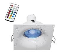 Planetitaly Spot LED chromothérapie IP65 lampe GU10 6 W 230 V encastrable 7 cm RGB lumière multicolore cabine douche sauna (carré, RGBW+6000 K)