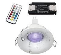 Planetitaly Spot rond carré lampe LED 6 W RGB GU5.3 12 V encastrable IP65 chromothérapie cabine de douche bain turc sauna (rond, RGBW+6000K)
