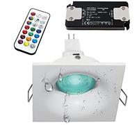 Planetitaly Spot rond carré lampe LED 6 W RGB GU5.3 12 V encastrable IP65 chromothérapie cabine douche bain turc sauna (carré, RGBW+6000 K)