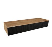 Planetmöbel Amyra Table console étroite avec 2 tiroirs, console murale pour garde-robe, couloir et coiffeuse, chêne doré/noir, montage mural, 100 x 16 x 35 cm