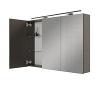 Planetmöbel Aria Armoire de Toilette avec éclairage | 120 x 70 x 16 cm, armoire de salle de bain suspendue avec miroir, Anthracite, avec lampe et prise électrique, pour WC invités