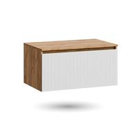 Planetmöbel Arisa Meuble de salle de bain sans lavabo 80 cm chêne doré blanc (strié), meuble de salle de bain pour toilettes d'invités et salle de bain d'invités