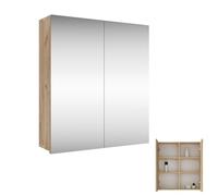 Planetmöbel Armoire de Salle de Bain à Miroir - Largeur : 60 cm - Armoire de Salle de Bain Suspendue avec Miroir - Chêne doré - sans Lampe - 60 x 67 x 16 cm