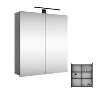 Planetmöbel Armoire de Toilette avec éclairage Largeur 60 cm | Armoire de Toilette Suspendue avec Miroir | Noir Mat Eclairage LED | Anthracite