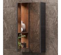 Planetmöbel Armoire de Toilette Salle de Bain 40 cm, Meuble de Salle de Bain Suspendu, Armoire de Rangement avec Porte et 2 étagères en Verre, 39,6 x 67,7 x 13,8 cm, Anthracite