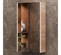 Planetmöbel Armoire de Toilette Salle de Bain 40 cm, Meuble de Salle de Bain Suspendu, Armoire de Rangement avec Porte et 2 étagères en Verre, 39,6 x 67,7 x 13,8 cm, chêne Sonoma