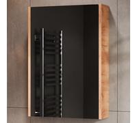 Planetmöbel Armoire de Toilette Salle de Bain 50 cm, Meuble de Salle de Bain, Armoire de Rangement avec Porte et 2 étagères en Verre, 47,6 x 67,6 x 13,8 cm, chêne doré