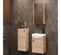 Planetmöbel Ensemble de Meubles de Salle de Bains Lavabo avec Meuble Bas 40 x 60 x 29 cm avec Armoire de Toilette 40 cm & Armoire Centrale pour Salle de Bains & WC invités, chêne Sonoma