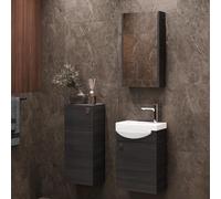Planetmöbel Ensemble de Meubles de Salle de Bains Lavabo avec Meuble Bas 40 x 60 x 29 cm avec Armoire de Toilette 40 cm & Armoire Centrale pour Salle de Bains & WC invités, Anthracite