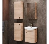 Planetmöbel Ensemble de Meubles de Salle de Bains Lavabo avec Meuble Bas 45 x 60 x 33 cm avec Armoire de Toilette 40 cm, 2X armoires centrales pour Salle de Bains et WC invités, chêne Sonoma