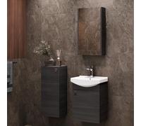 Planetmöbel Ensemble de Meubles de Salle de Bains Lavabo avec Meuble Bas 45 x 60 x 33 cm avec Armoire de Toilette 40 cm & Armoire Centrale pour Salle de Bains et WC invités, Anthracite